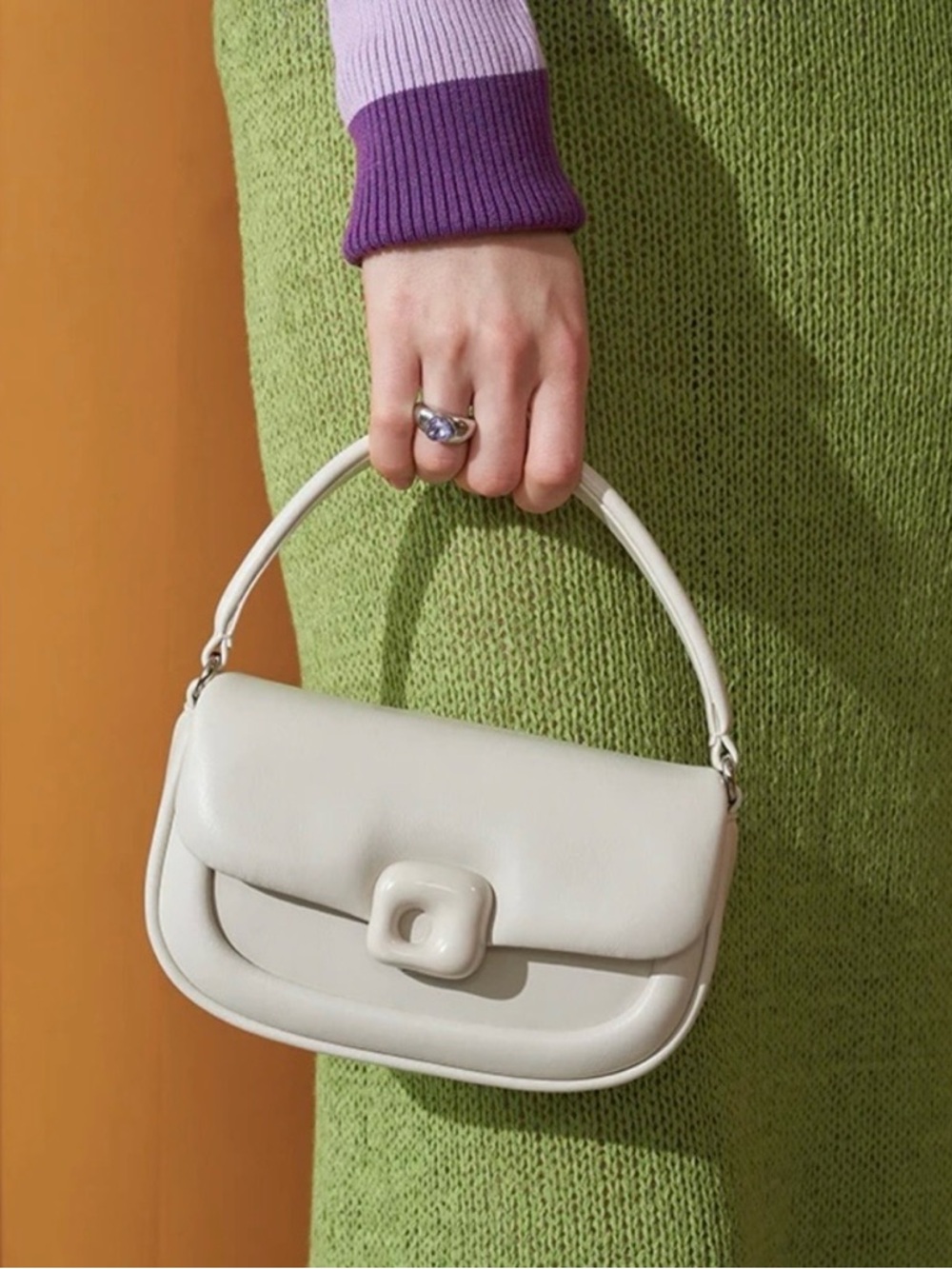 La Festin Leather cream cloud small shoulder to Crossbody bag - Picture 3 of 12